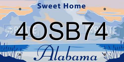 4OSB74 Alabama License Plate