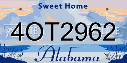 4OT2962 Alabama License Plate