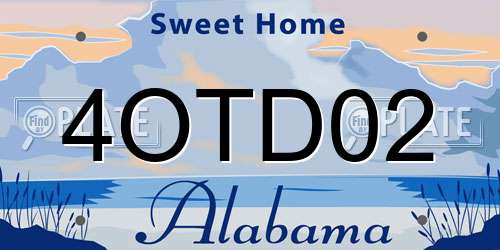 4OTD02 Alabama License Plate