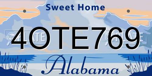 4OTE769 Alabama License Plate