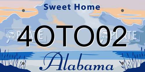 4OTO02 Alabama License Plate