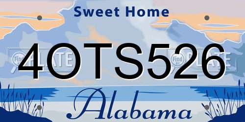 4OTS526 Alabama License Plate