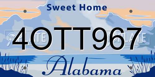 4OTT967 Alabama License Plate