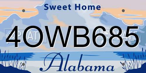 4OWB685 Alabama License Plate