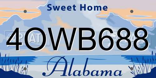 4OWB688 Alabama License Plate