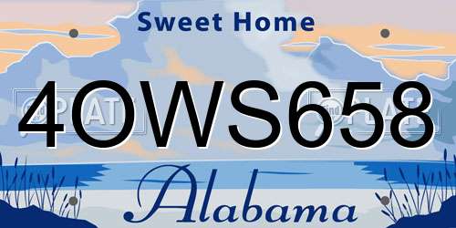 4OWS658 Alabama License Plate