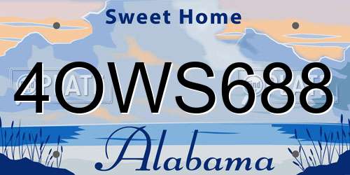 4OWS688 Alabama License Plate