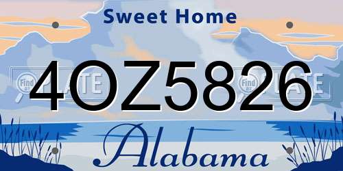 4OZ5826 Alabama License Plate