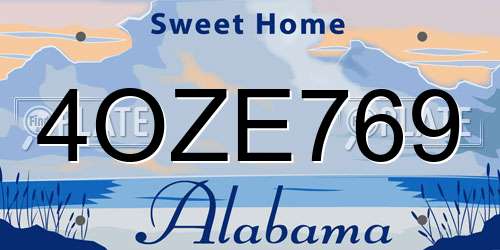 4OZE769 Alabama License Plate