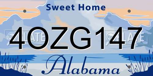 4OZG147 Alabama License Plate