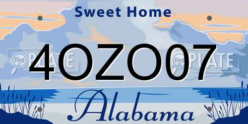 4OZO07 Alabama License Plate