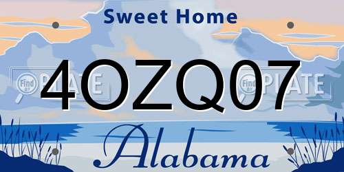 4OZQ07 Alabama License Plate