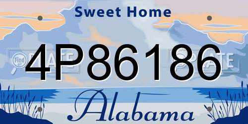4P86186 Alabama License Plate