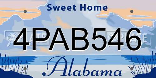 4PAB546 Alabama License Plate