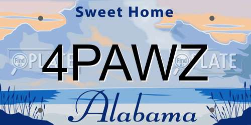 4PAWZ Alabama License Plate