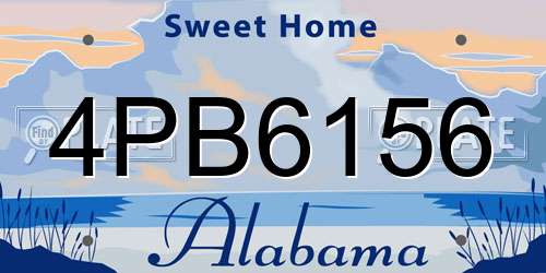 4PB6156 Alabama License Plate