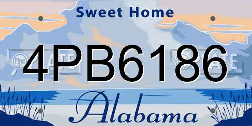 4PB6186 Alabama License Plate