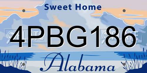 4PBG186 Alabama License Plate