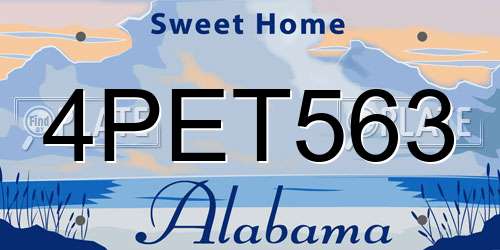 4PET563 Alabama License Plate
