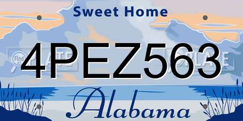 4PEZ563 Alabama License Plate