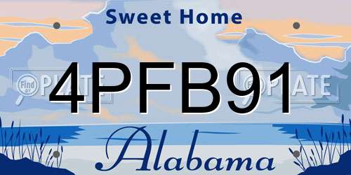 4PFB91 Alabama License Plate
