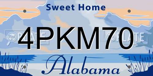 4PKM70 Alabama License Plate