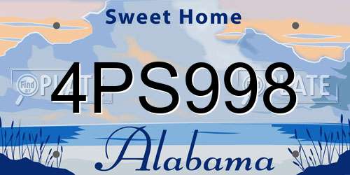 4PS998 Alabama License Plate