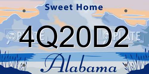 4Q20D2 Alabama License Plate