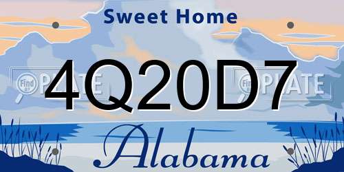 4Q20D7 Alabama License Plate