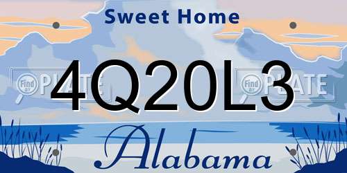 4Q20L3 Alabama License Plate