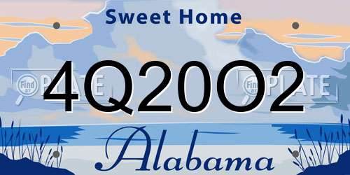 4Q20O2 Alabama License Plate