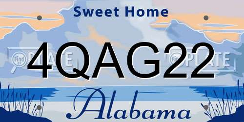 4QAG22 Alabama License Plate