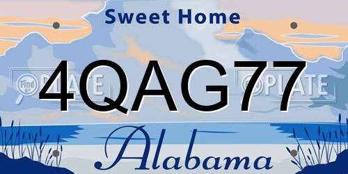 4QAG77 Alabama License Plate