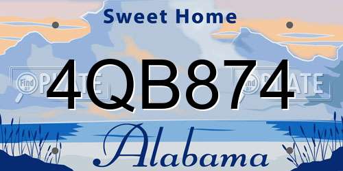 4QB874 Alabama License Plate