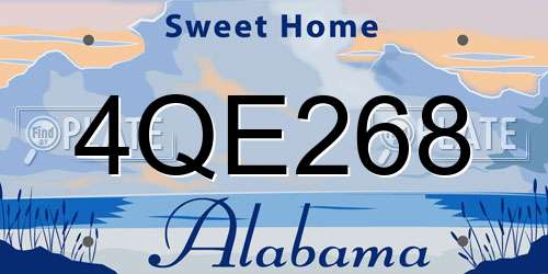 4QE268 Alabama License Plate