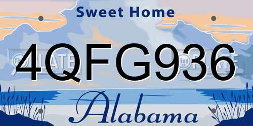 4QFG936 Alabama License Plate