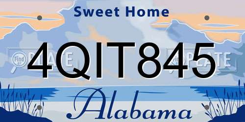 4QIT845 Alabama License Plate