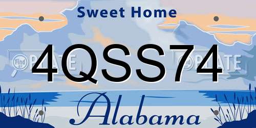 4QSS74 Alabama License Plate
