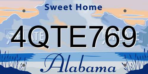 4QTE769 Alabama License Plate