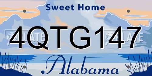 4QTG147 Alabama License Plate