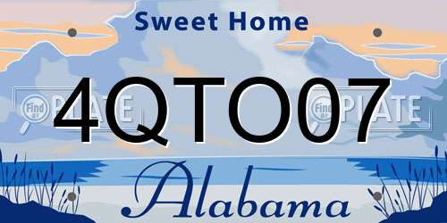 4QTO07 Alabama License Plate