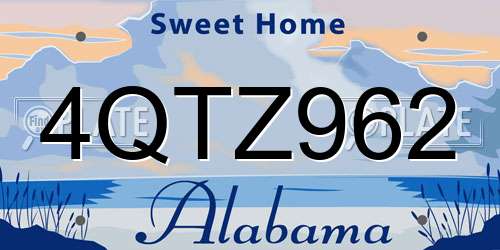 4QTZ962 Alabama License Plate