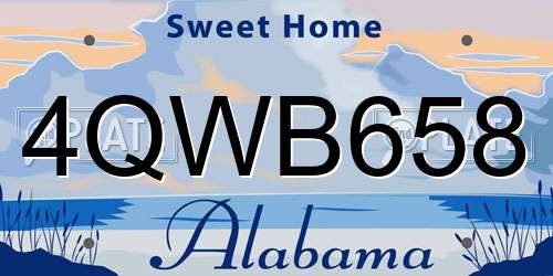 4QWB658 Alabama License Plate