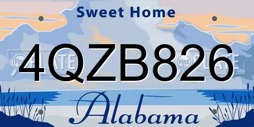 4QZB826 Alabama License Plate