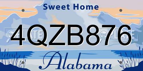 4QZB876 Alabama License Plate