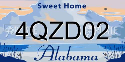 4QZD02 Alabama License Plate