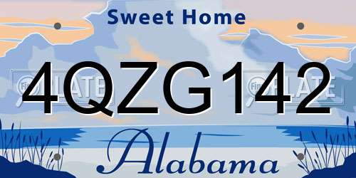 4QZG142 Alabama License Plate