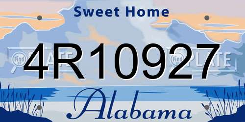 4R10927 Alabama License Plate
