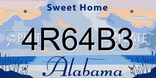 4R64B3 Alabama License Plate