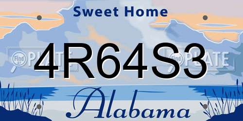 4R64S3 Alabama License Plate